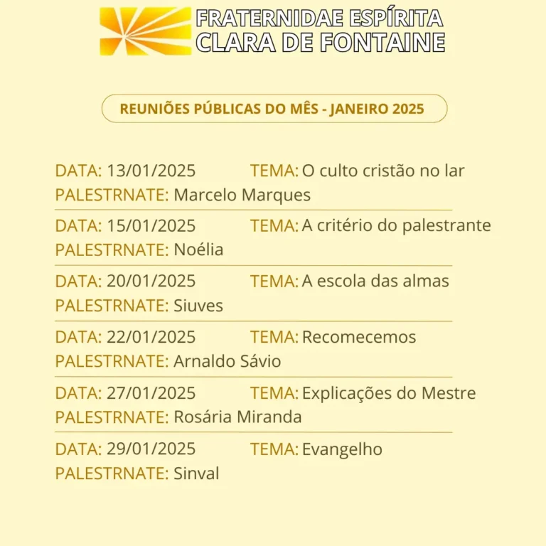 Calendário de reuniões públicas – Janeiro 2025