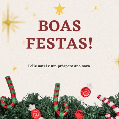 Post para Instagram Boas festas minimalista vermelho e amarelo
